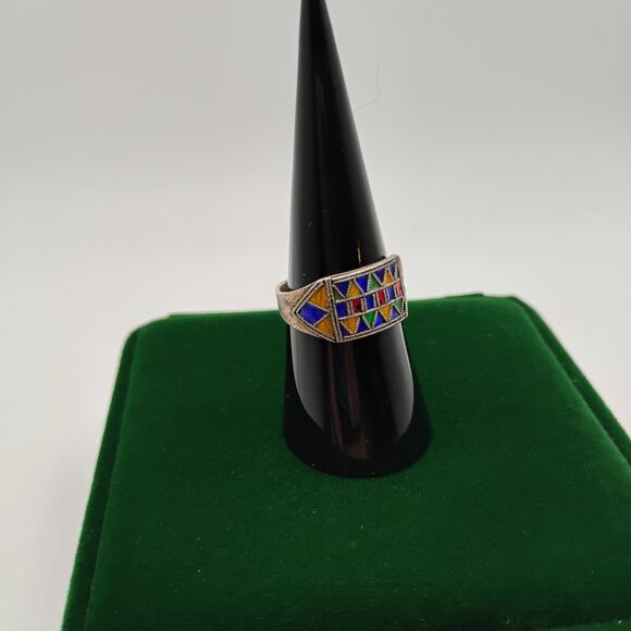 Vintage Art Deco Enamel Ring size 7 1/2 - Picture 1 of 6